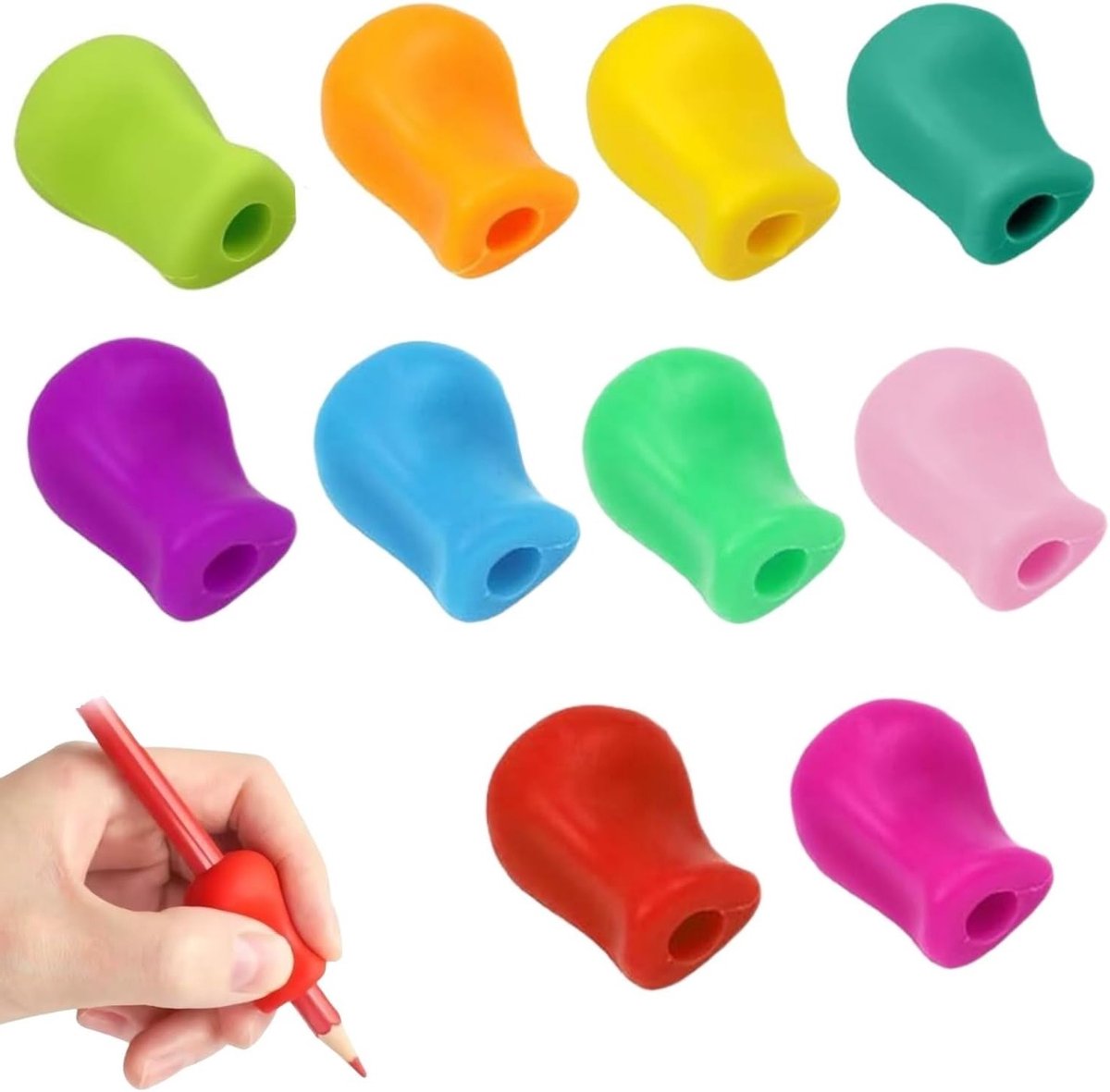 Ergonomische Soft Silicone Grip voor Kinderen en Volwassenen, Verbeter Schrijfhouding met 10 Handgrepen voor Potloden en Pennen