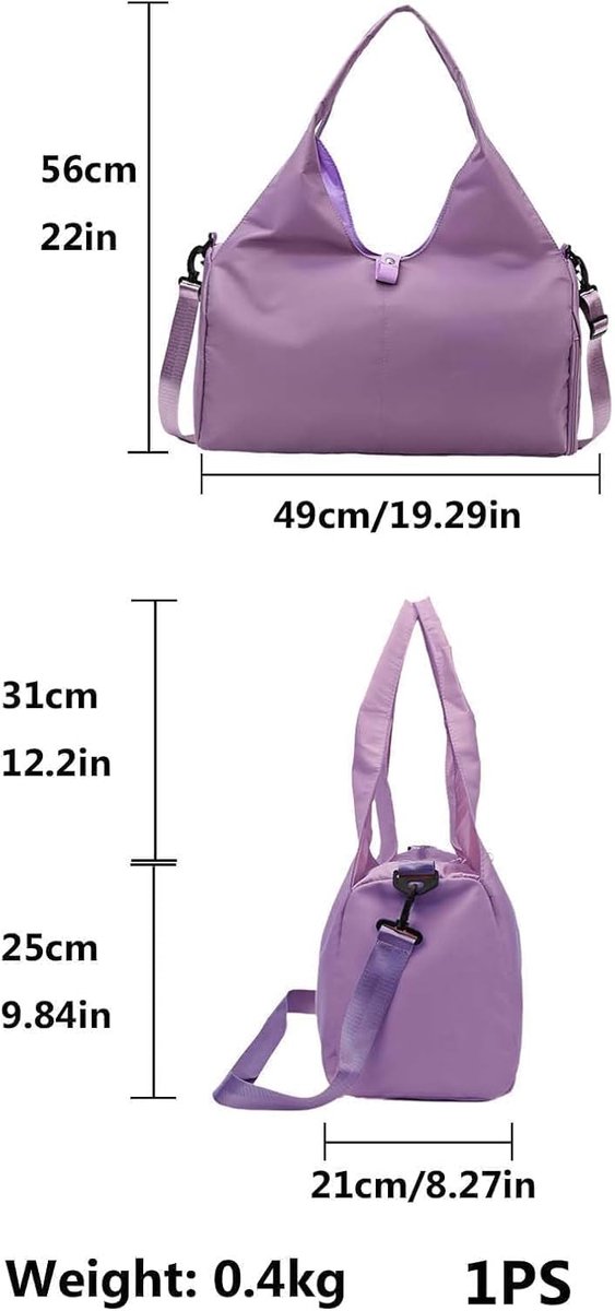 SnelShoppen - Grote Gym Yoga Bag Dames - Sporttas met Schoenenvak en Verborgen Yogamathouder - Ideale Workout-Dans-Draagtas - Geschikt voor Fitness, Y