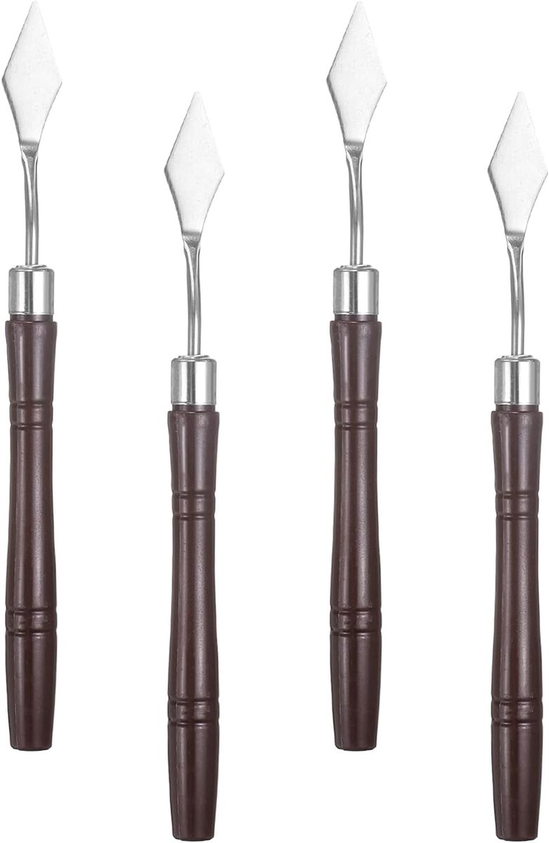 SnelShoppen - Paletmes Set 4 Stuks, Schildergereedschap voor Olie en Canvas, 16 cm Roestvrijstalen Lemmet met Kunststof Handvat, Ideaal voor Kunstenaa