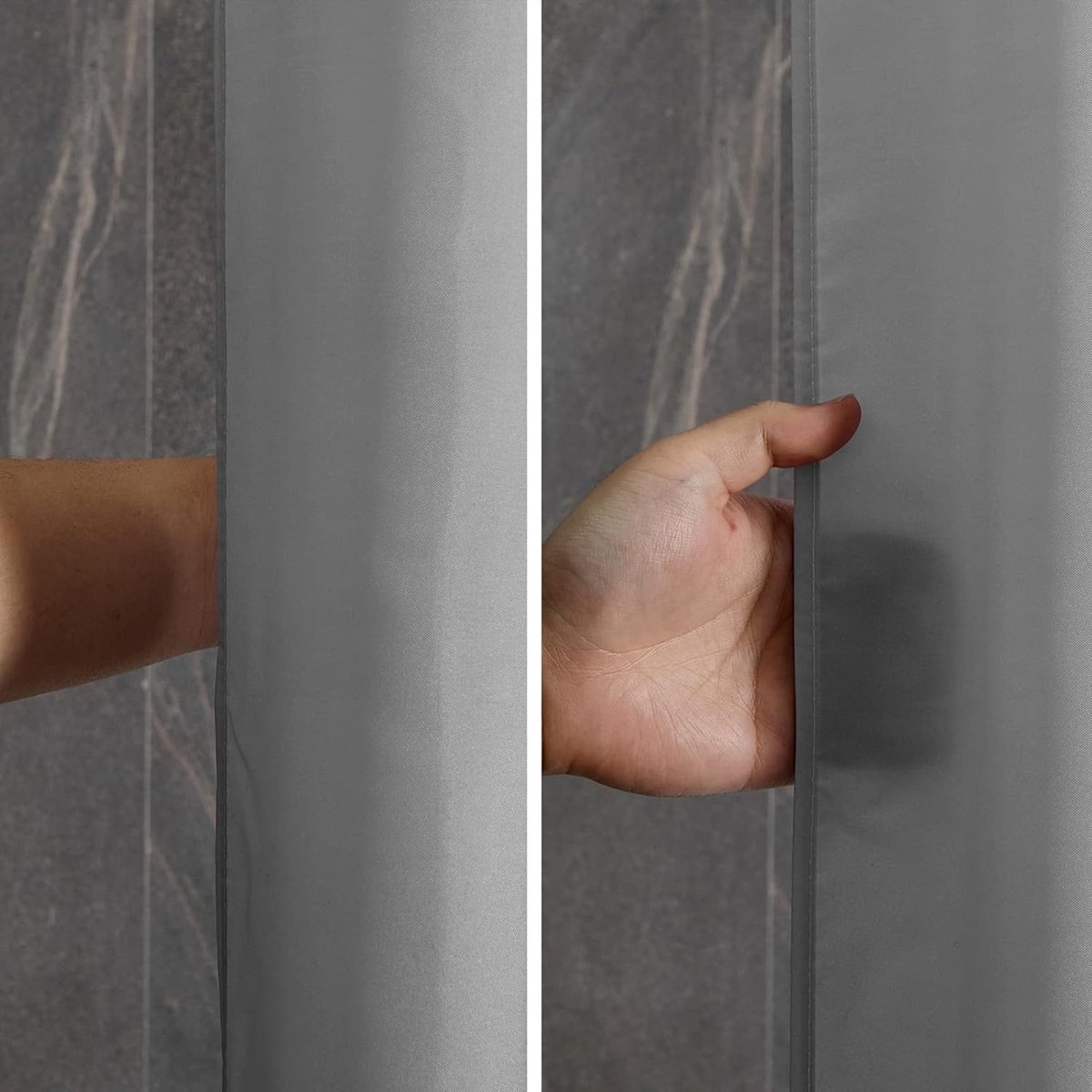 SnelShoppen - Waterdichte Polyester Douchgordijn 100x200 cm, Schimmelbestendig, Wasbaar, Wit tot Zwart, Inclusief 6 Ringen voor Badkamer, Narrow Desig