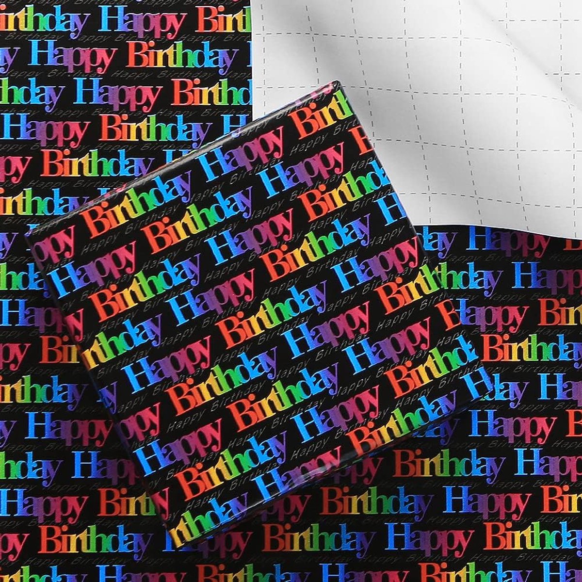 SnelShoppen - Happy Birthday Inpakpapier voor Kinderen en Volwassenen - Gradiënt Kleur Geschenkpapier - 6 Vellen 50x70 cm - Verjaardagsinpakpapier voo