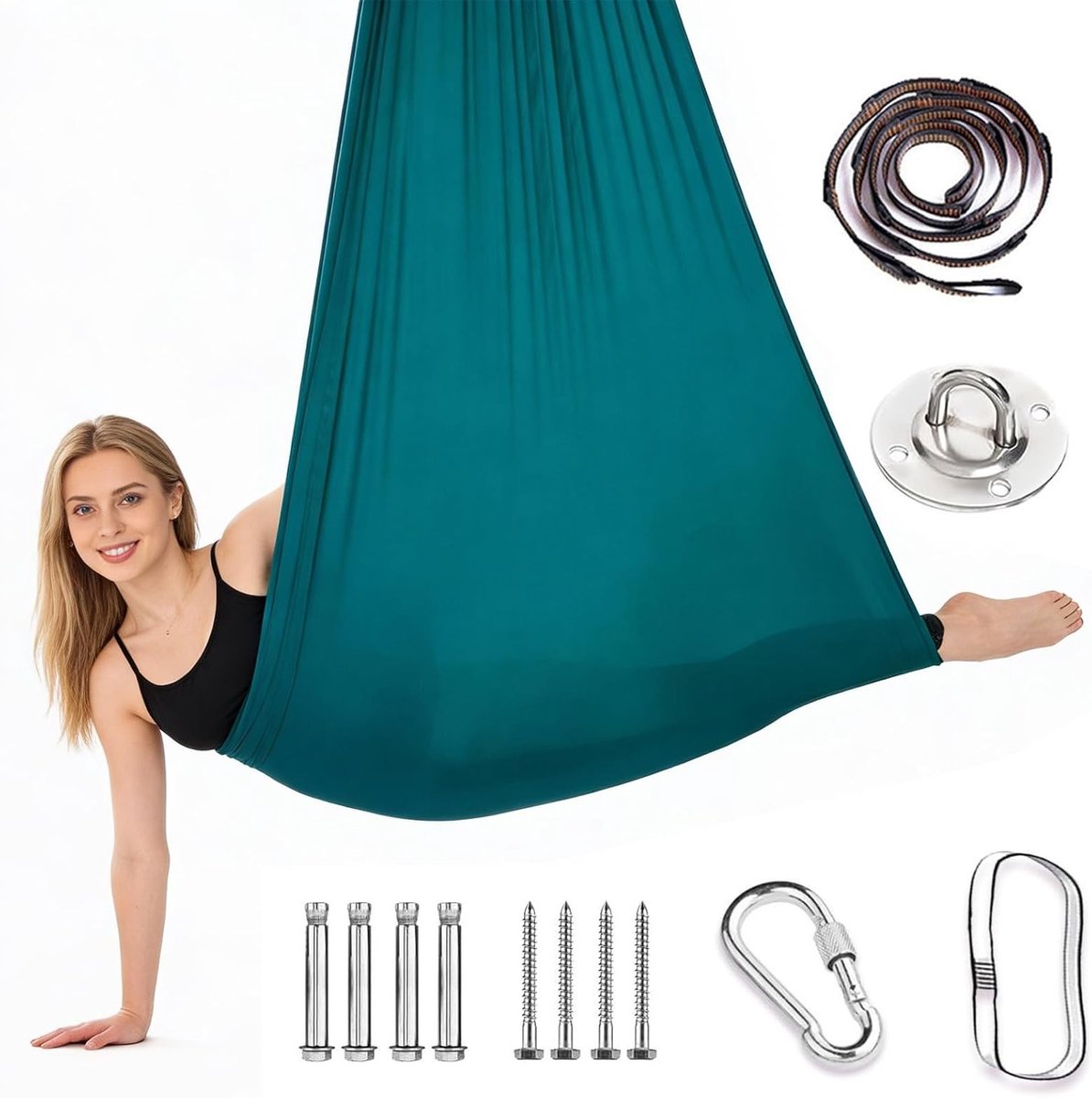 Verstelbare Aerial Yoga Hangmat voor Binnen en Buiten - Stevige Swing tot 200 kg, 280 x 150 cm, Ideaal voor Ontspanning en Fitness