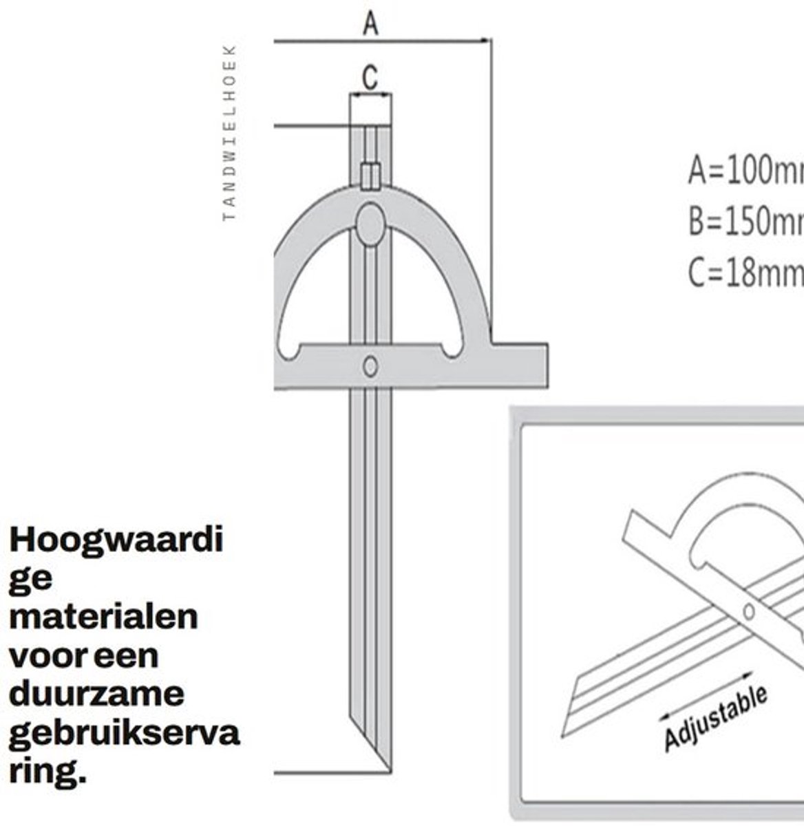 Gradenboog Verstelbaar 180 Graden - Hoekmeter - Hoekzoeker - Hoekliniaal - Koolstofstaal - Laser Gegraveerd