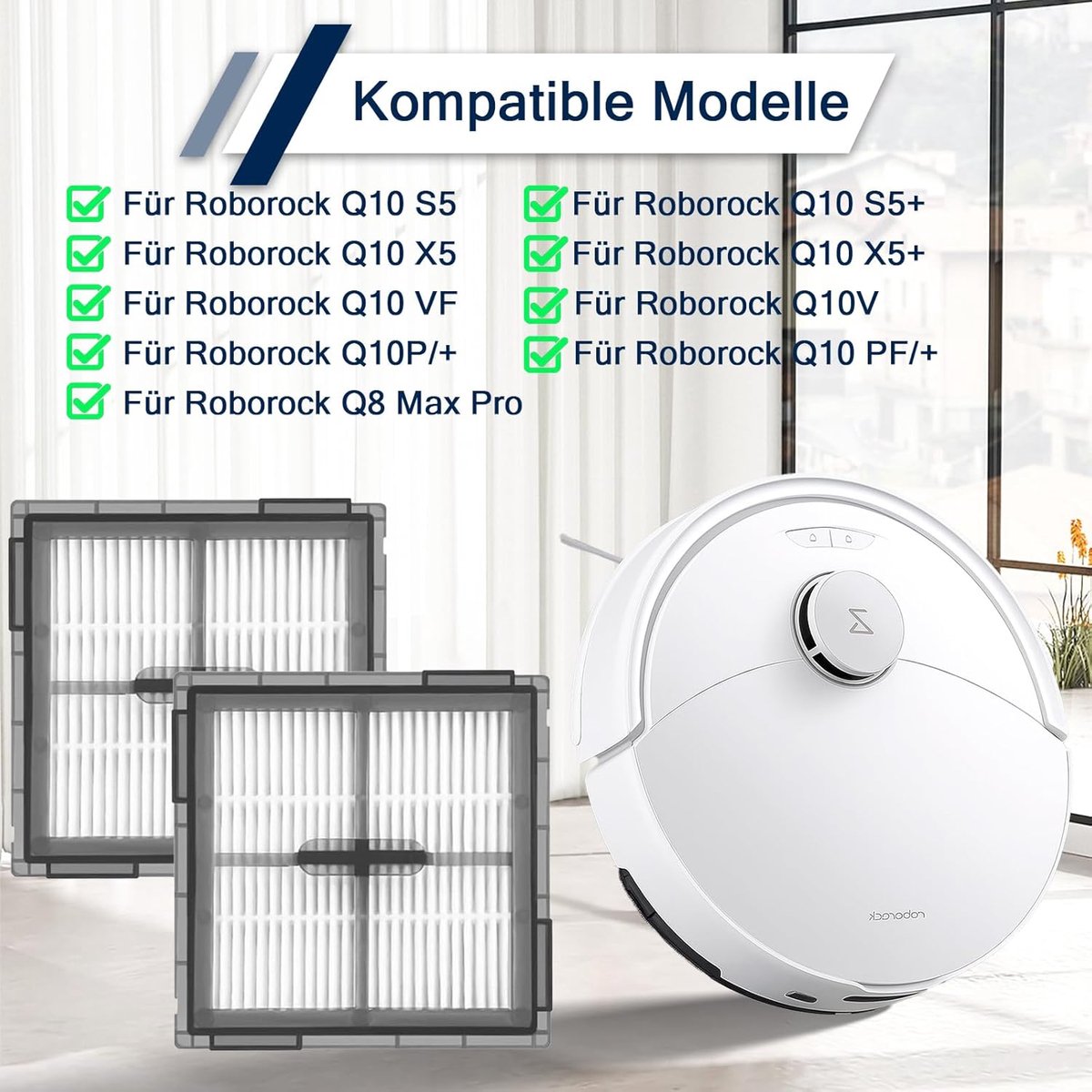 SnelShoppen - HEPA Filter Vervangingsset voor Robotstofzuiger, Geschikt voor Q10 S5, Q10 X5, Q8 Max Pro, Wasbare Filters, Pack van 4, Hoogwaardige Mul