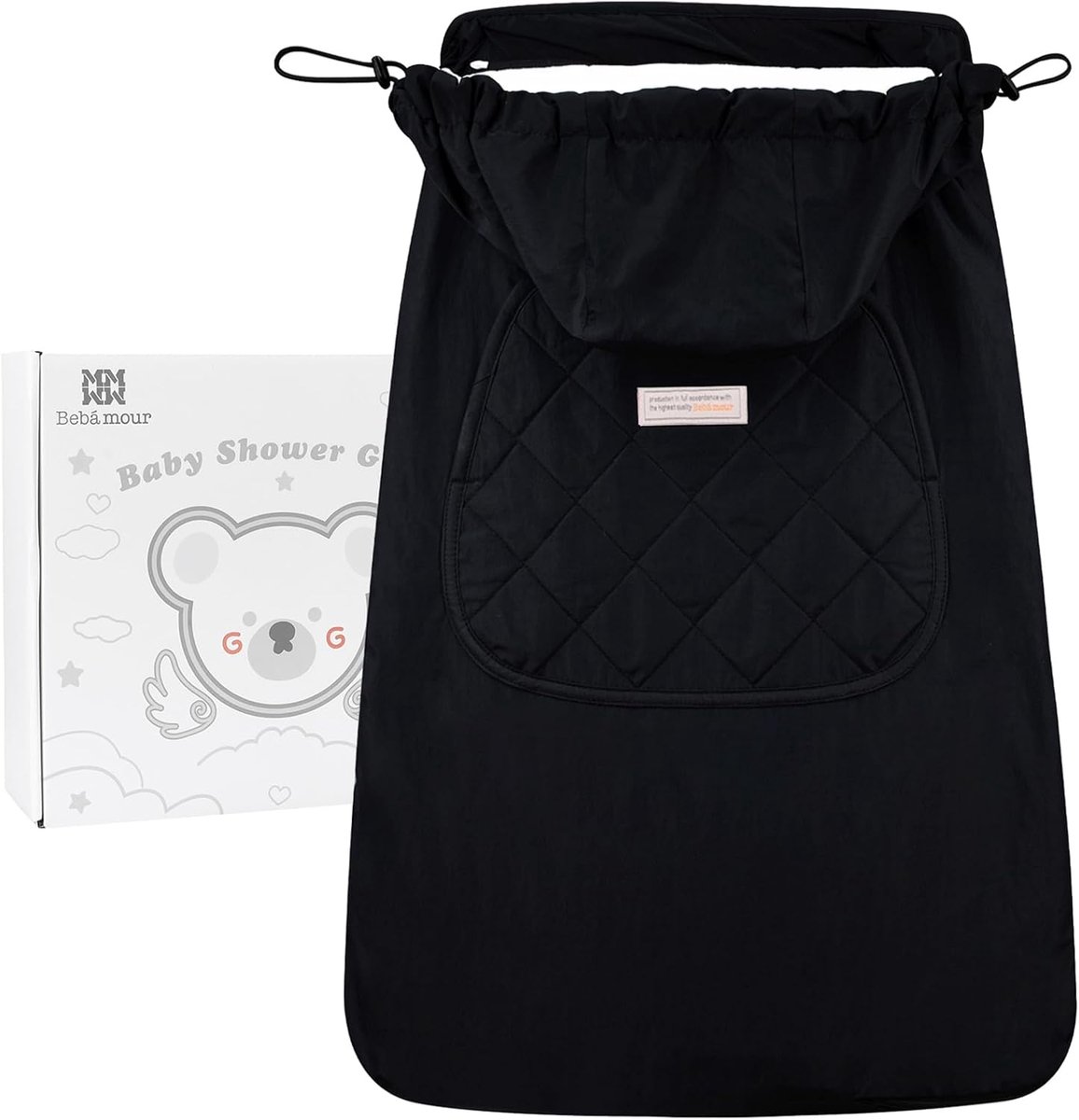 SnelShoppen - Bebear Winter Cover voor Baby Carrier - Warme Universele Hoodie - Geschikt voor Alle Seizoenen - 0-36 Maanden - Zwart