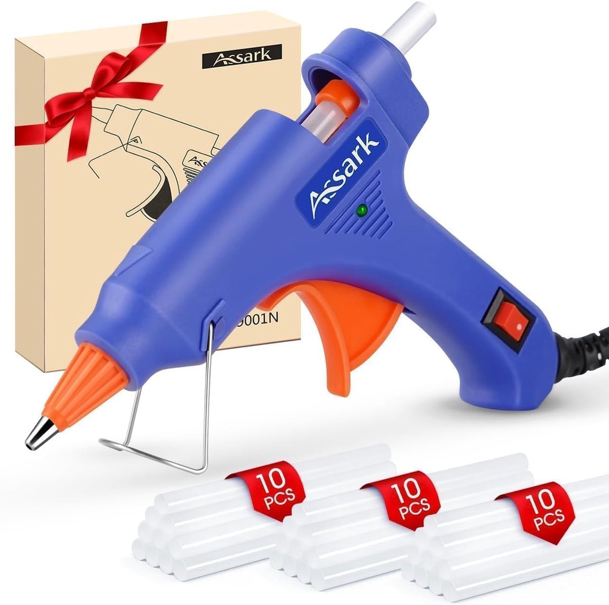 SnelShoppen - Mini Lijmpistool met Vlamvertragende Eigenschappen en 30 Lijmsticks (7mm x 130mm) voor School, Creatieve Knutselprojecten, Kunst en Snel