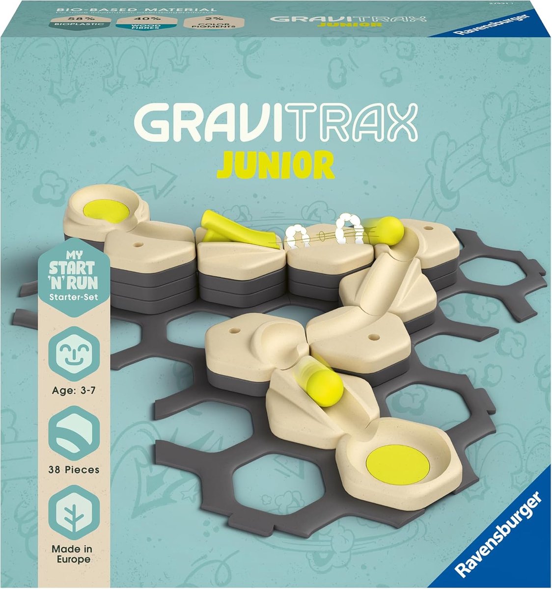 SnelShoppen - GraviTrax Junior Starter Set S - Marble Track van Duurzame Materialen - Educatief Speelgoed voor Kinderen 3-7 Jaar - Creatieve Bouwset m