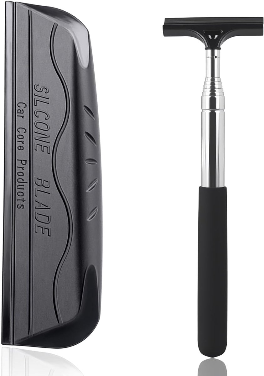 SnelShoppen - 2 Stuks Auto Water Trekker, Zachte Siliconen Raam Trekker met Silicone Lip en Uittrekbare Achteruitkijkspiegel Wissers voor Auto's, Ruit