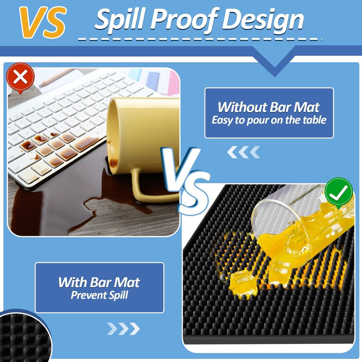 SnelShoppen - Non Slip Bar Mat PVC Draining Mat 45x30 cm voor Keuken, Cocktail Bar, Thuisgebruik - Antislip, Vuilafstotend, Warmtebestendig