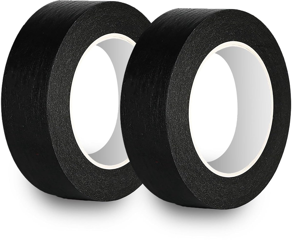 SnelShoppen - Masking Tape Painting Tape 2 Rollen Zwart 30mm x 50m Universele Licht Verwijderbare Plakband voor Schilderen, Renovatie, Creatief Werk