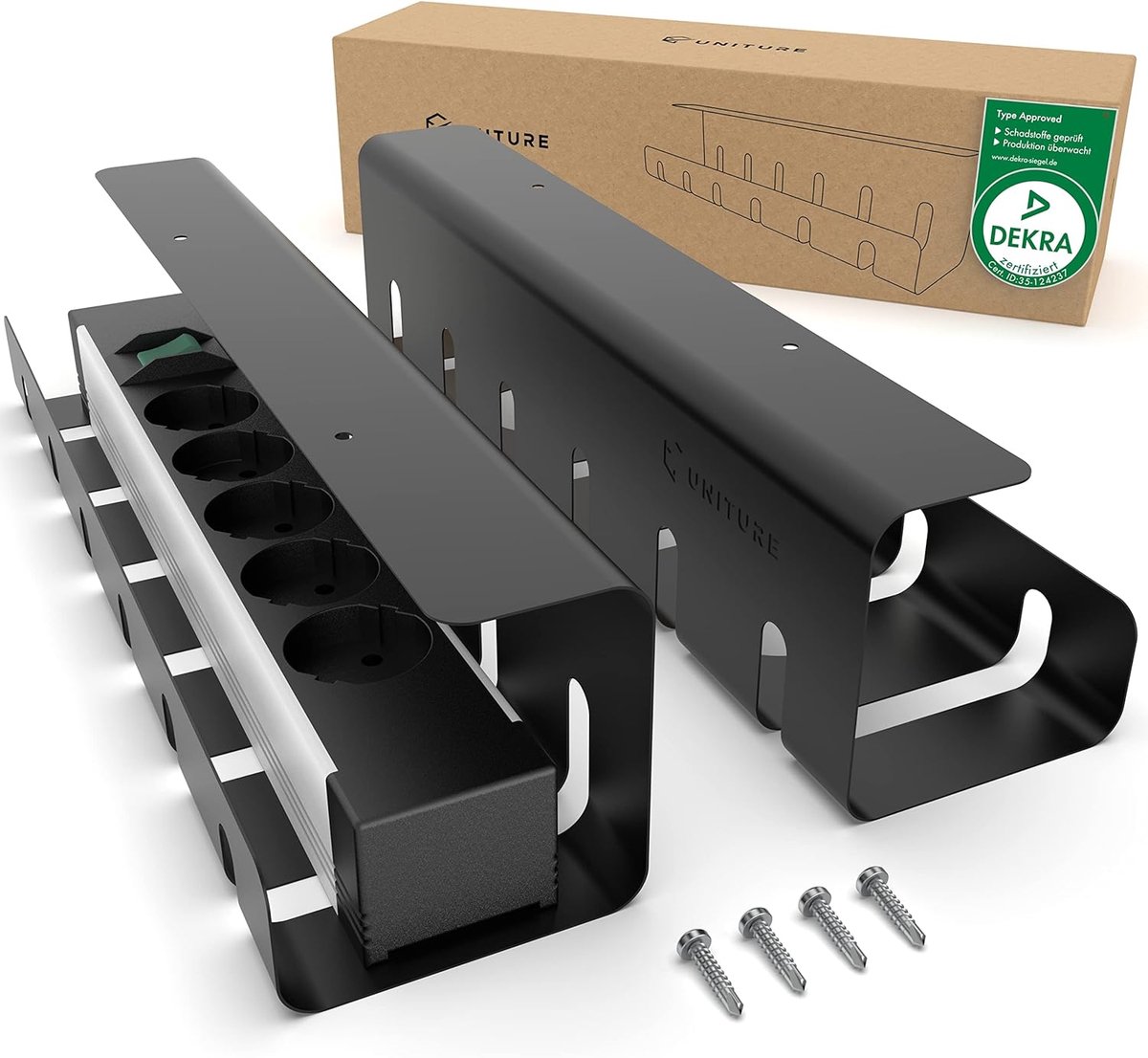 Thijox - Kabelgoot voor Bureau Set van 2 - 2x40cm Kabelmanagement - DEKRA Gecertificeerd Kabelhouder - Kabelgeleiding - Onder Bureau Kabelbeheer - Zwa