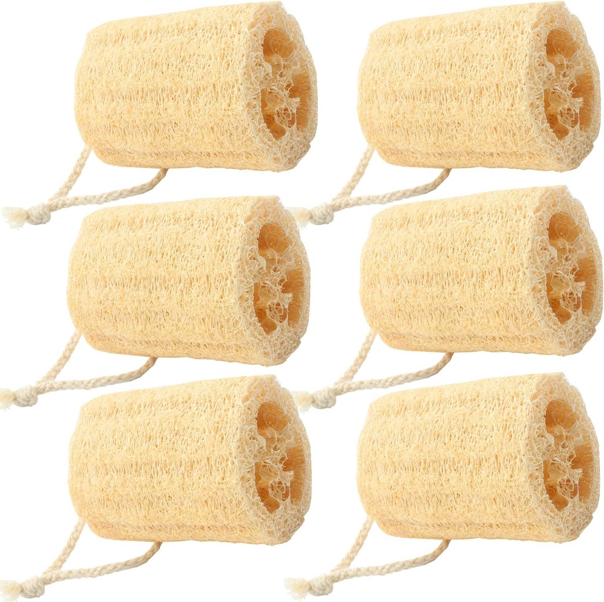 Natuurlijke Loofah Sponsen Set van 6, Duurzame Afwasponsen voor Keukenreiniging, Bad Scrub en DIY Projecten