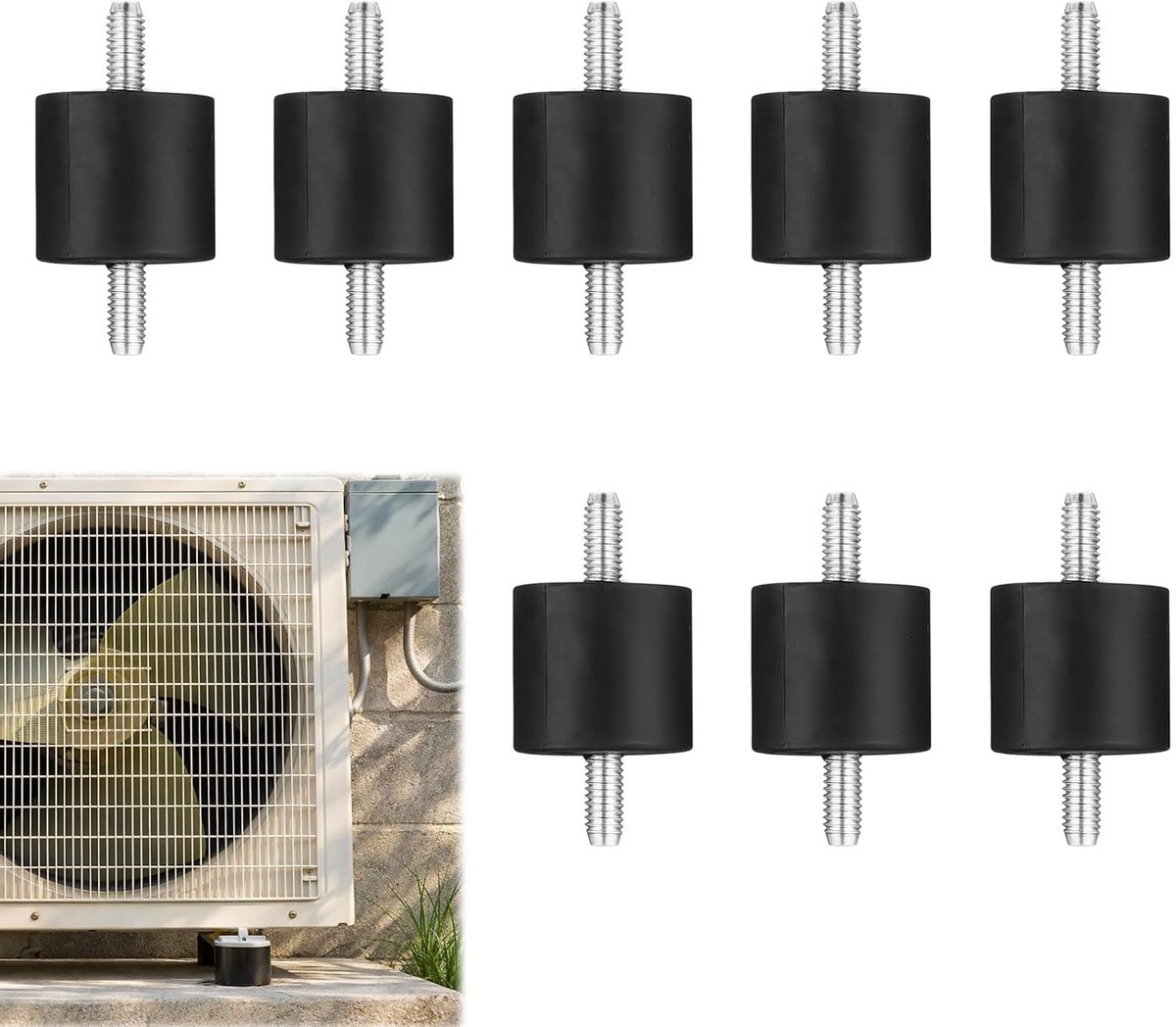 8 rubberen schokdempers M6 met schroeven voor luchtcompressoren, waterpompen en machines