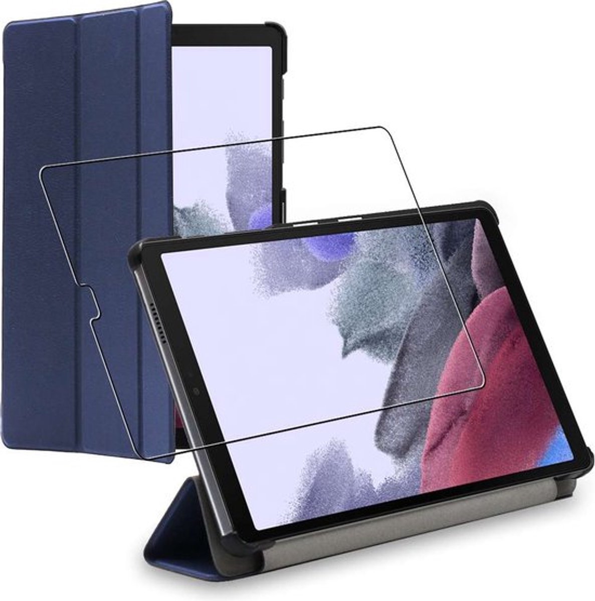 ebestStar - Hoes geschikt voor Samsung Galaxy Tab A7 Lite 8.7 T220 T225, Slanke Design PU Lederen Etui, Automatische Slaap/Wake, SmartCase hoesje, Donkerblauw + Gehard Glas