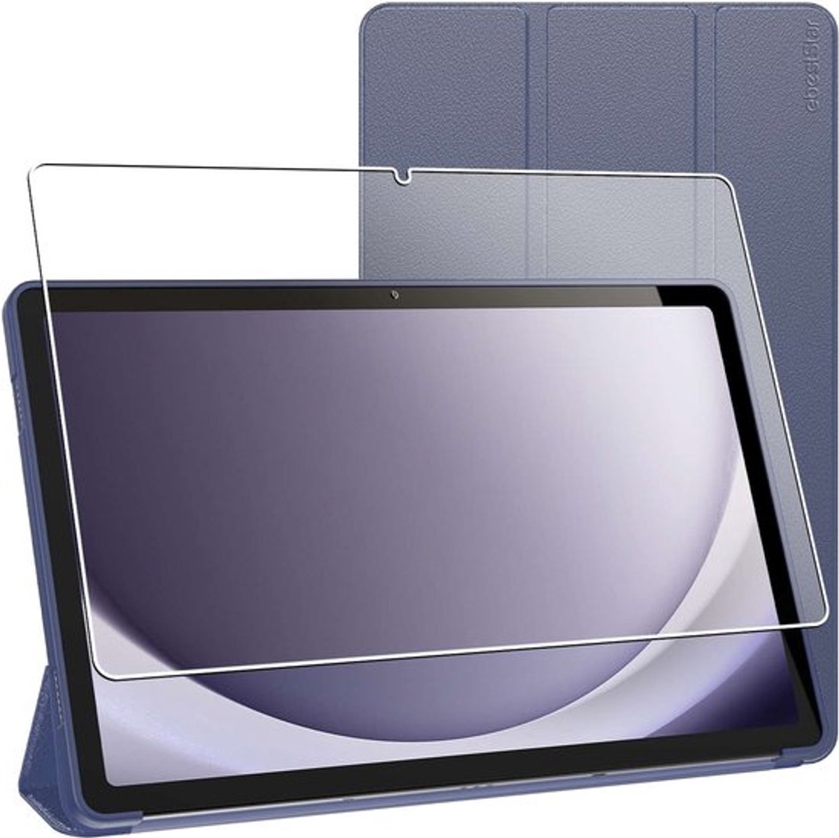 ebestStar - Hoes geschikt voor Samsung Galaxy Tab A9+ (2023) SM-X210, Slimme Hoes met Magnetische Flip Bescherming, Siliconen, Donkerblauw + Gehard Glas