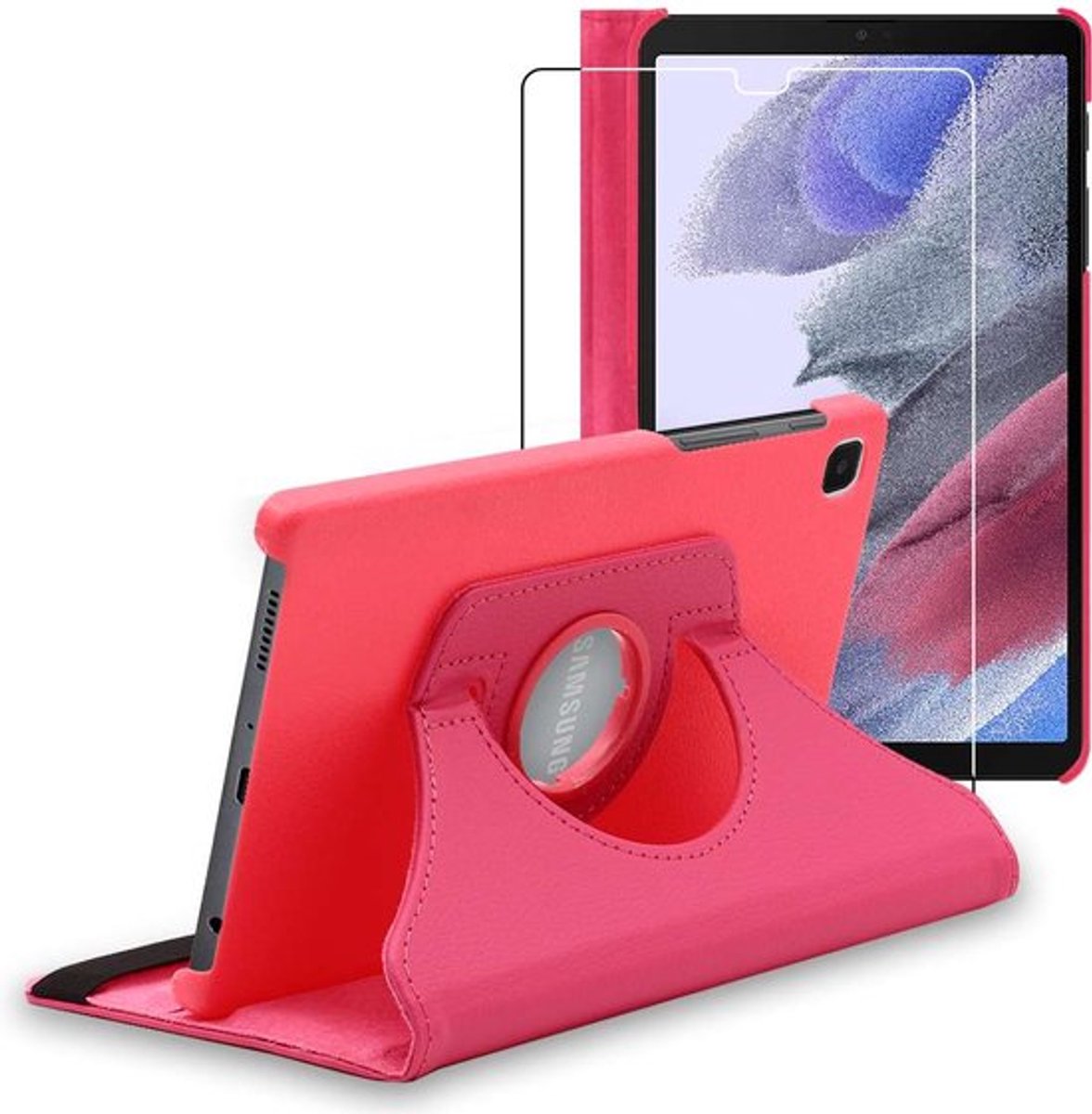 ebestStar - Hoes geschikt voor Samsung Galaxy Tab A7 Lite 8.7 T220 T225, Roterende Etui, Case, 360° Draaibaar hoesje, Roze + Gehard Glas