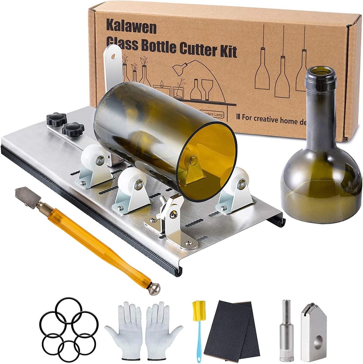 SnelShoppen - Glass Cutter voor Flessen - RVS Flessen Snijder met 5 Verstelbare Wielen - Perfect voor DIY Flessen, Plantenmachines, Glazen Kandelaar e