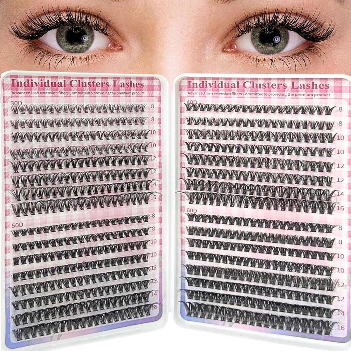 SnelShoppen - 640 Stuks Fluffy Individuele Wimper Kits Cluster Wimpers DIY Wimper Extensie Set Russische D-Curl Gemengde Trays Natuurlijke Wimpers voo