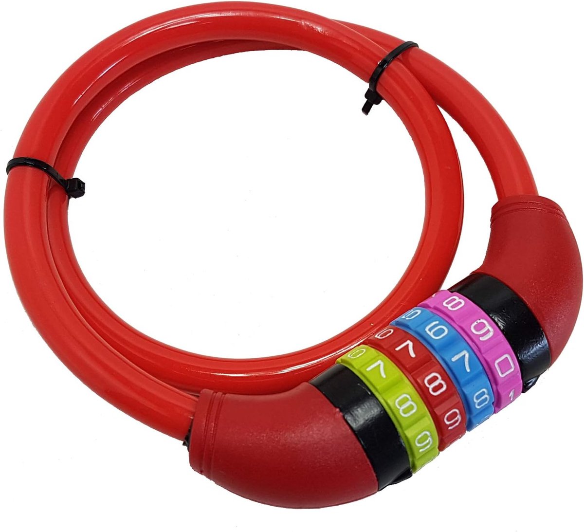 SnelShoppen - Steel Cable Combination Lock 65 cm, Fietsslot PVC Gecoat, Fietsnummer Slot Rood, Kinderen, Tuin, Veiligheid, Diefstalpreventie