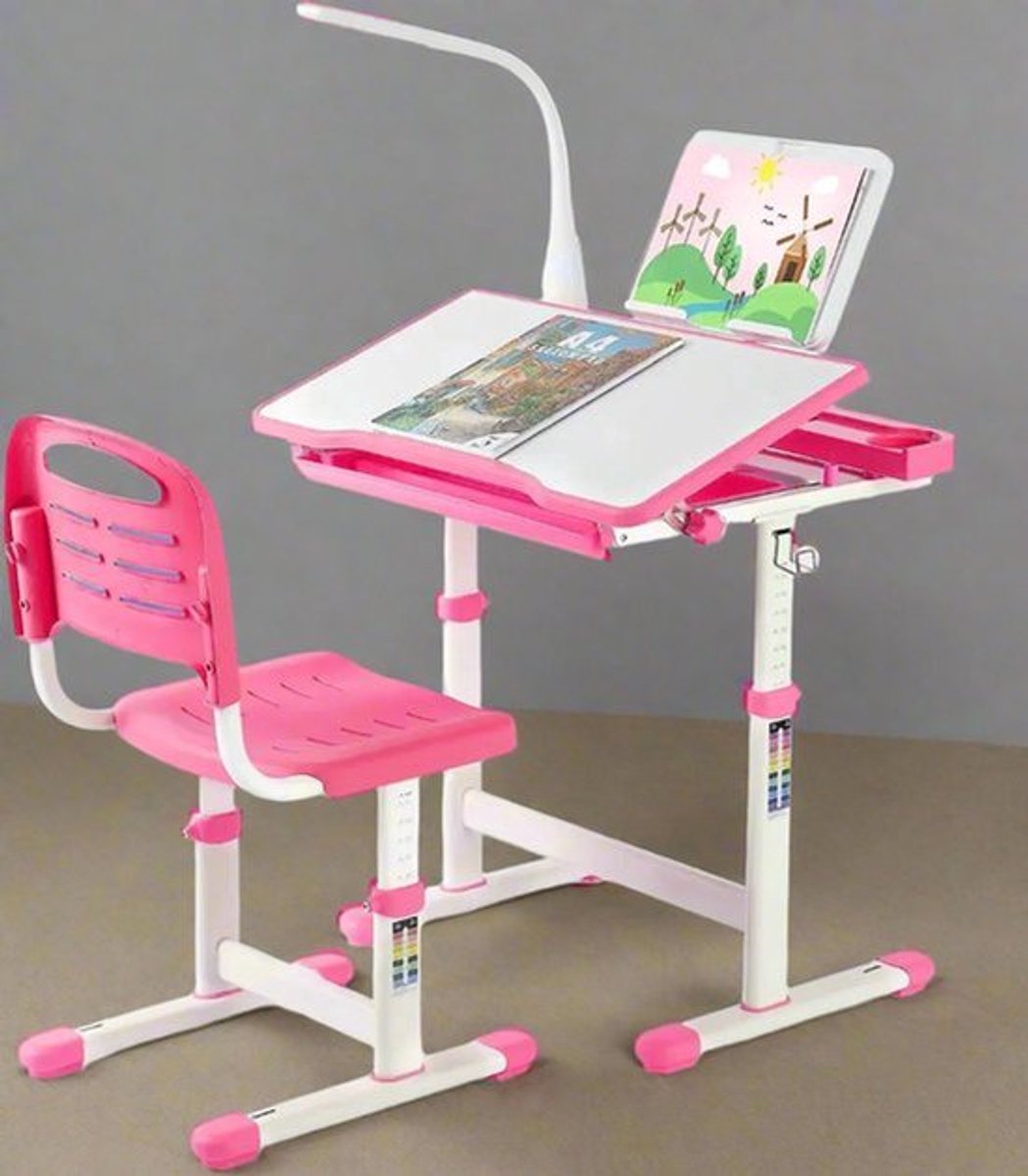 Kinderbureau Set – Kindertafel – Kinderstoelen Set – Kleuter Bureau – Leerbureau – Verstel