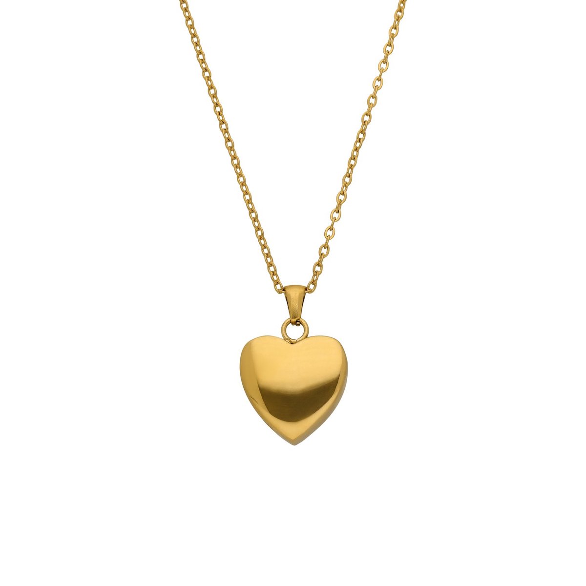 Lucardi Dames Stainless steel goldplated ketting met ashanger hart voor dames - Ketting - Staal - Goudkleurig - 50 cm
