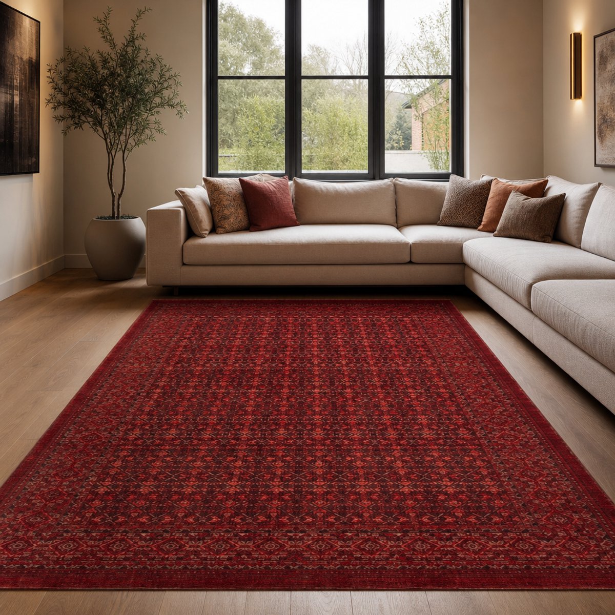 Muratap Artline Oosters Vintage Vloerkleed Herat Rood Wollook- 400x500 CM
