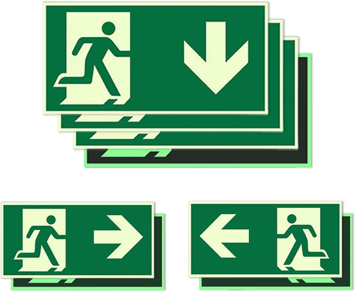 SnelShoppen - Pack van 8 Zelfklevende Veiligheidsborden - Nooduitgang Bord - Reflecterend en Lichtgevende Veiligheidsstickers - Hoogwaardige Escapebor