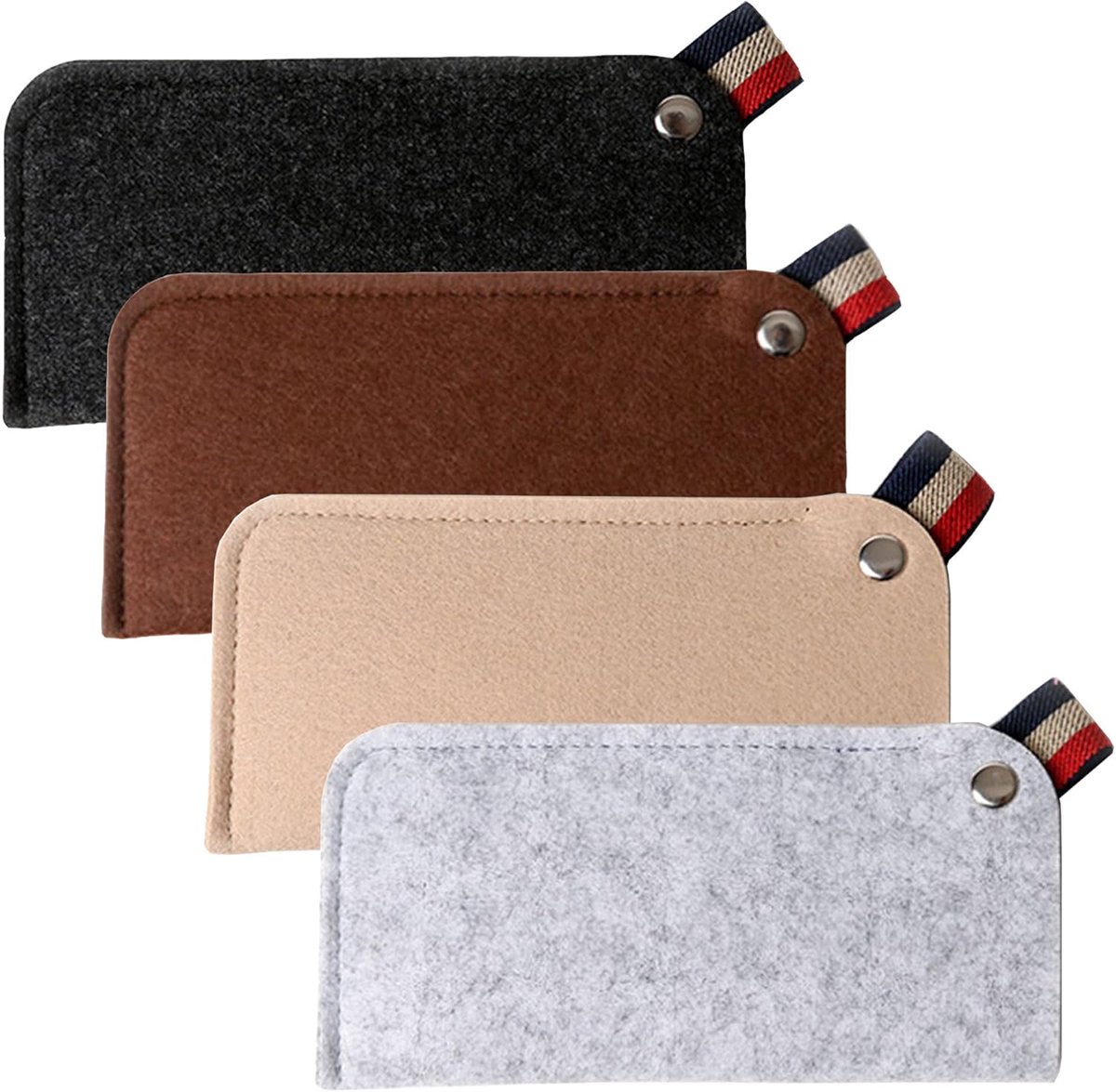 SnelShoppen - 4 Pcs Soft Portable Eyeglass Case - Duurzame Bril Pouch - Beschermende Zonnebril Tas van Vilt - Compacte Bril Organizer - 18x9 cm voor D