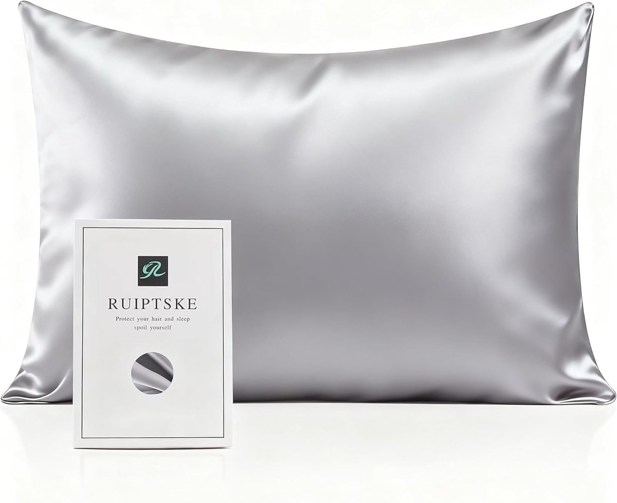 SnelShoppen - Zijden Kussenhoes 100% Zijde, 22 Momme, Oeko-Tex Gecertificeerd, Anti-Ageing, Hypoallergeen, Grijs, 50 x 70 cm voor Huid en Haar