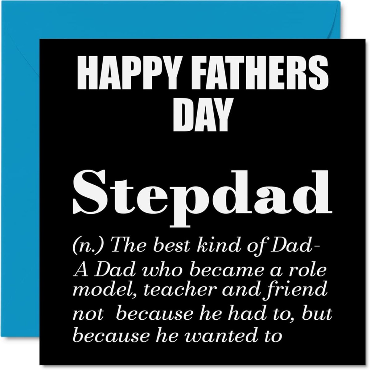 SnelShoppen - Sincere Fathers Day Cards for Step Dad - Schattige Gelukkige Vaderdag Kaart voor Stiefvader van Zoon Dochter, 145mm x 145mm - Unieke Vad