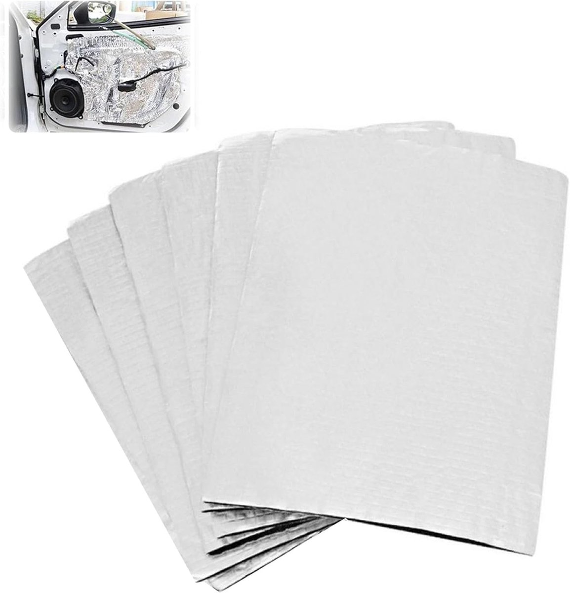 SnelShoppen - 5mm Geluidsisolatie Mat, Auto Geluidsisolatie Mat, Alubutyl Mat voor Geluids- en Warmte-Isolatie, 6 Stuks, 25x18 cm, Ideaal voor Huizen,
