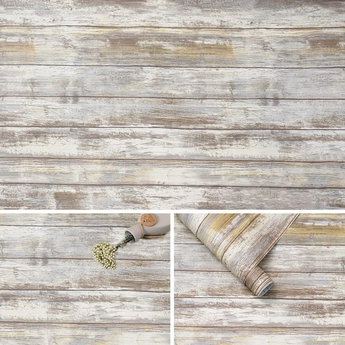 SnelShoppen - Zelfklevend Contactpapier Houtlook Grijs 30cmx254cm - Premium Vinyl Wanddecoratie voor Keuken, Kasten en Meubels, Waterdicht en Makkelij
