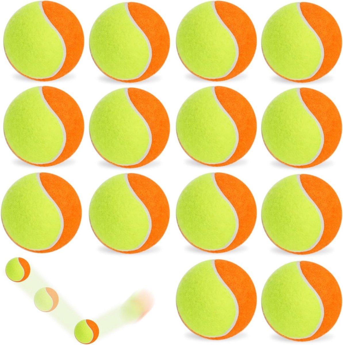 Set van 15 Tennisballen van 6,3 cm - Ideaal voor Training, Beginners en Kinderen - Duurzaam en Hoogwaardig Oranje Sportmateriaal