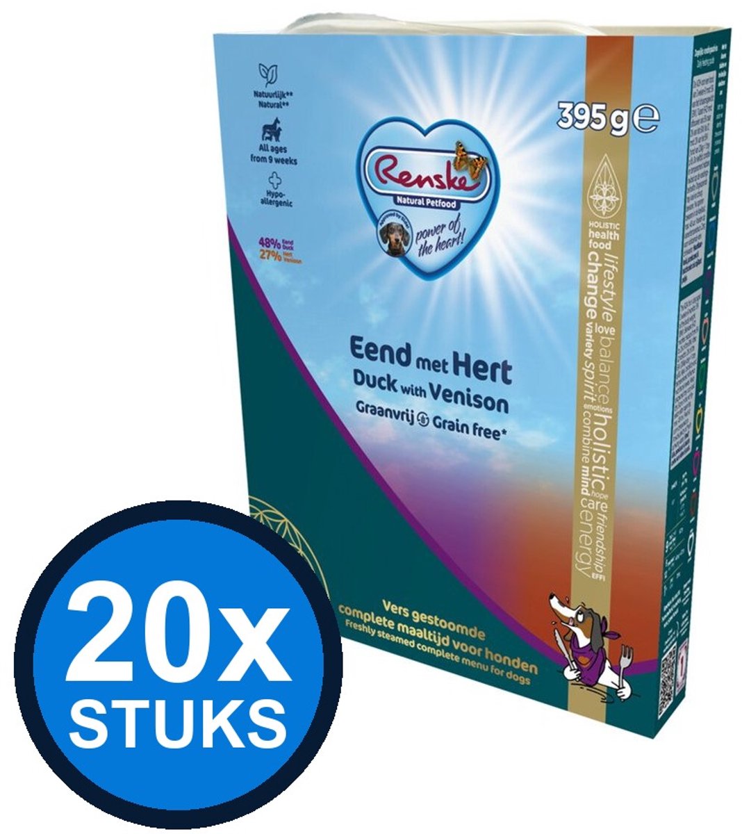 Renske Renske - Vers hond adult graanvrij eend&hert 395gr - Hondenvoer Natvoer - 395 g