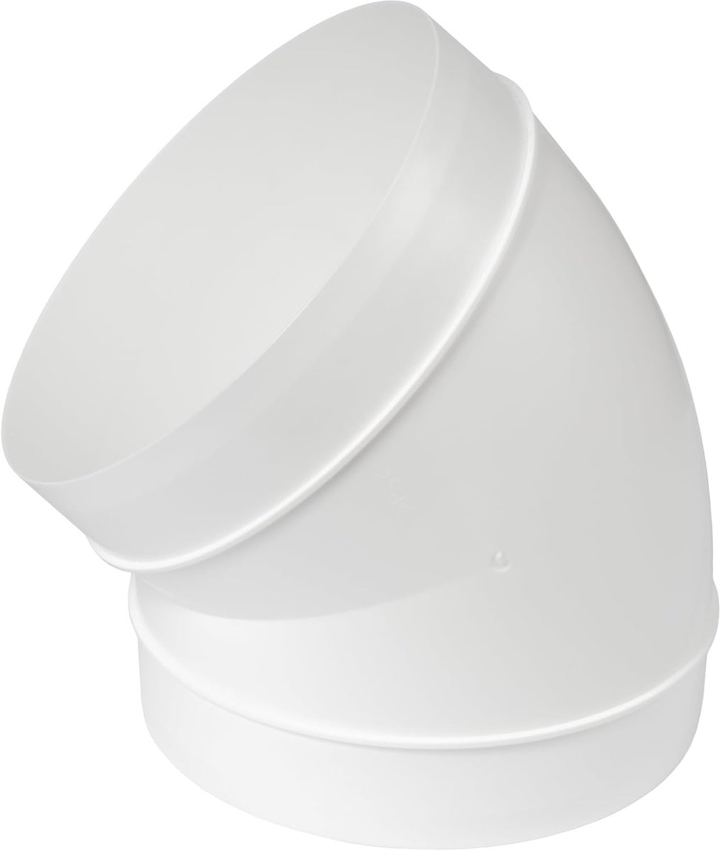 SnelShoppen - 45 Degree 6 Inch/150mm Plastic Elbow - Duct Tube Verbinder voor Ventilatie, Flexibele Slangen en Ronde Aansluitingen