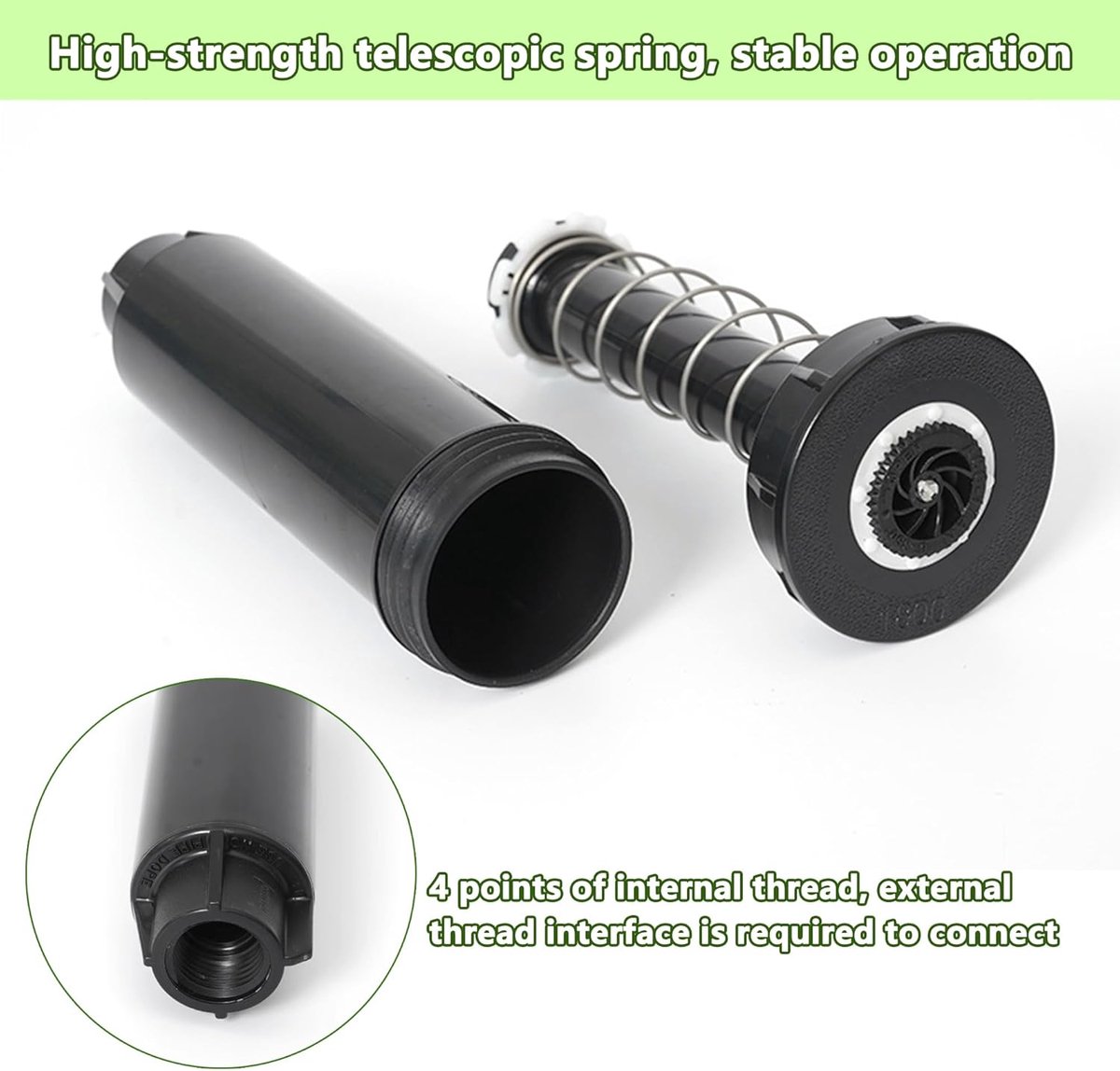 SnelShoppen - Telescopische Sprinkler, 360 Graden Bereik, 4 m, Inklapbare Tuinsprinkler G1/2, Ideaal voor Tuinirrigatie, Gazon, Planten, Bedden, Zwart