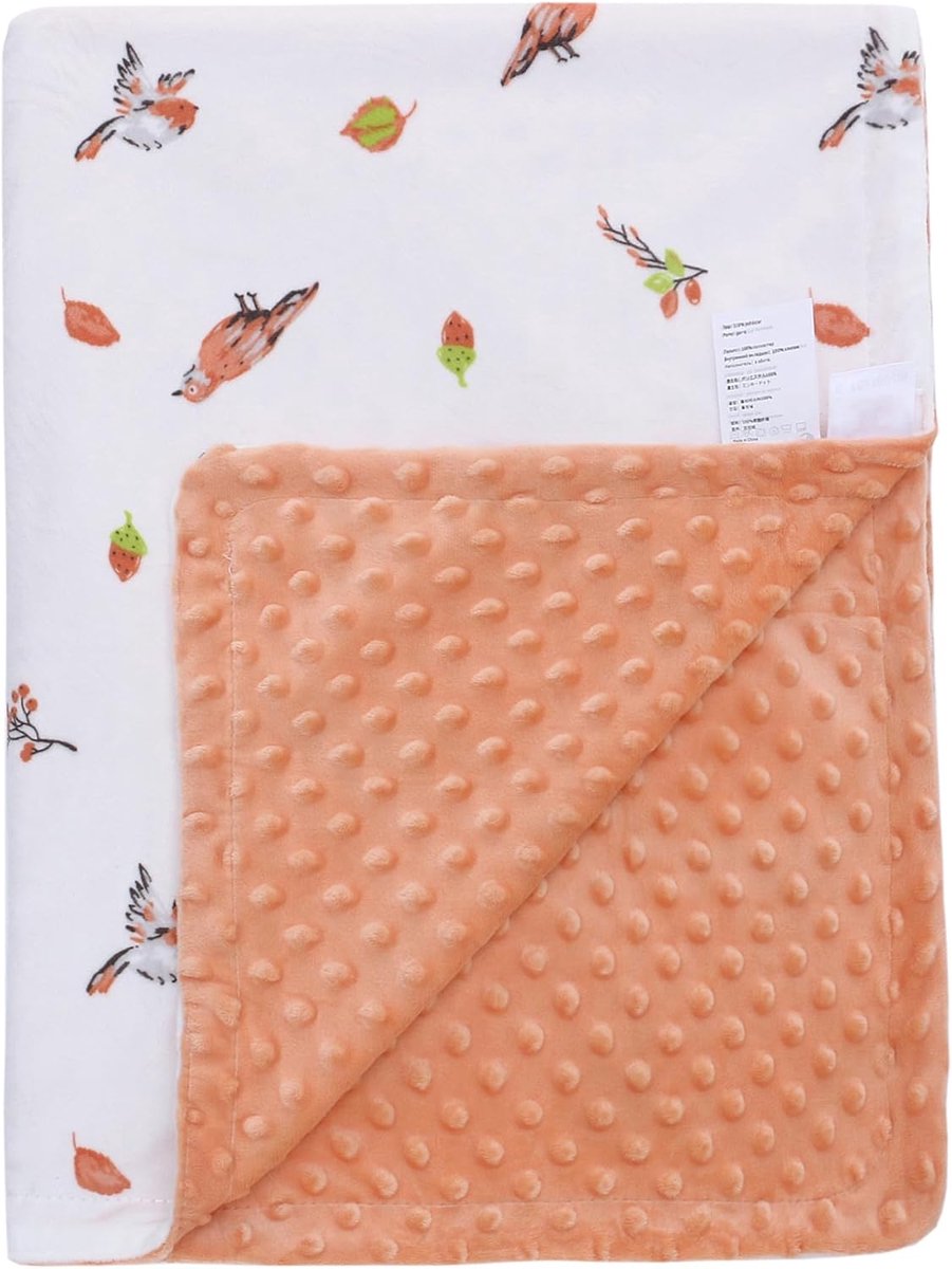 SnelShoppen - Reversible Baby Blanket 75x100 cm - Minky Cuddly Plaid voor Kinderwagen en Autostoel - Zachte Pluche en Katoen - Perfect voor Baby's en