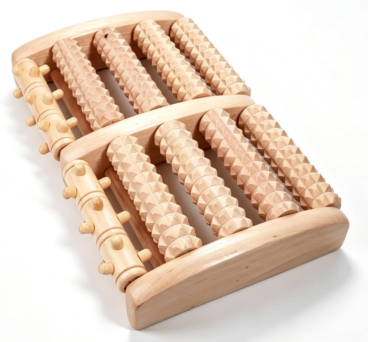 SnelShoppen - Voetmassageroller Hout met 48 Reflexzonepunten en 4 Triggerzones - Ergonomische Voetroller voor Ontspanning en Doorbloeding - Dagelijkse