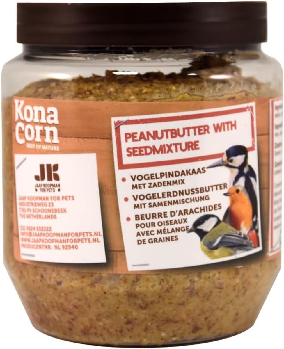 SnelShoppen - Vogelpindakaas met Zadenmix 350 g - Perfect voor Tuinvogels, Vogels Voeren, Vogelvoer, Zadenmix, Natuurlijke Ingrediënten, Ideaal voor B
