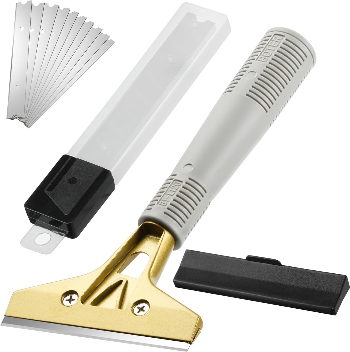 SnelShoppen - Wallpaper Verwijderaar - Flintronic 4'' Schraper met 10 Vervangbladen - Flexibele Aluminium Spatel met Rubber Handgreep voor Muurverf en