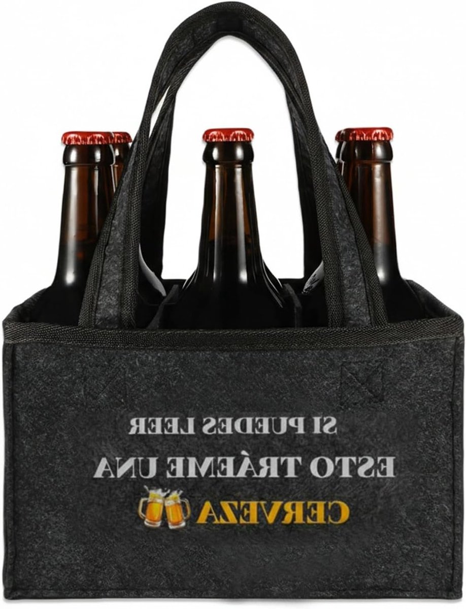 Handige Fieltro Tas voor Bier, Originele Cadeaus voor Mannen, Perfect voor Feestjes en Reünies, Geschikt voor 6 Flessen
