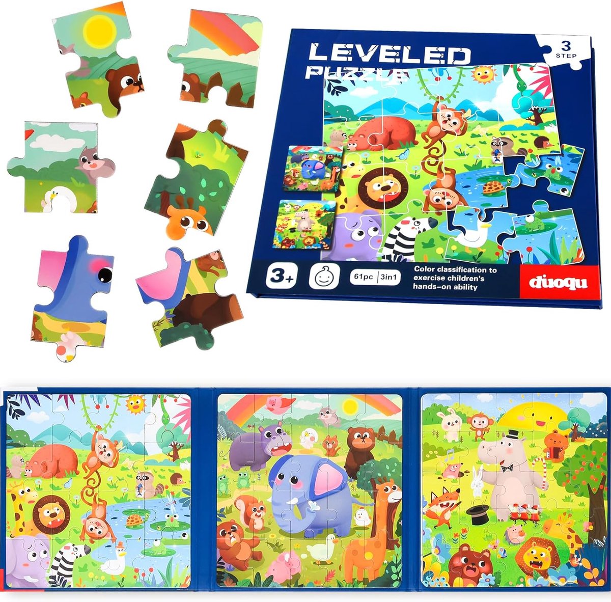 SnelShoppen - Magnetische Puzzels voor Peuters, 61-Delige Dieren Puzzels, Educatief Reis Speelgoed voor Kinderen van 2-5 Jaar, Verjaardagscadeaus voor