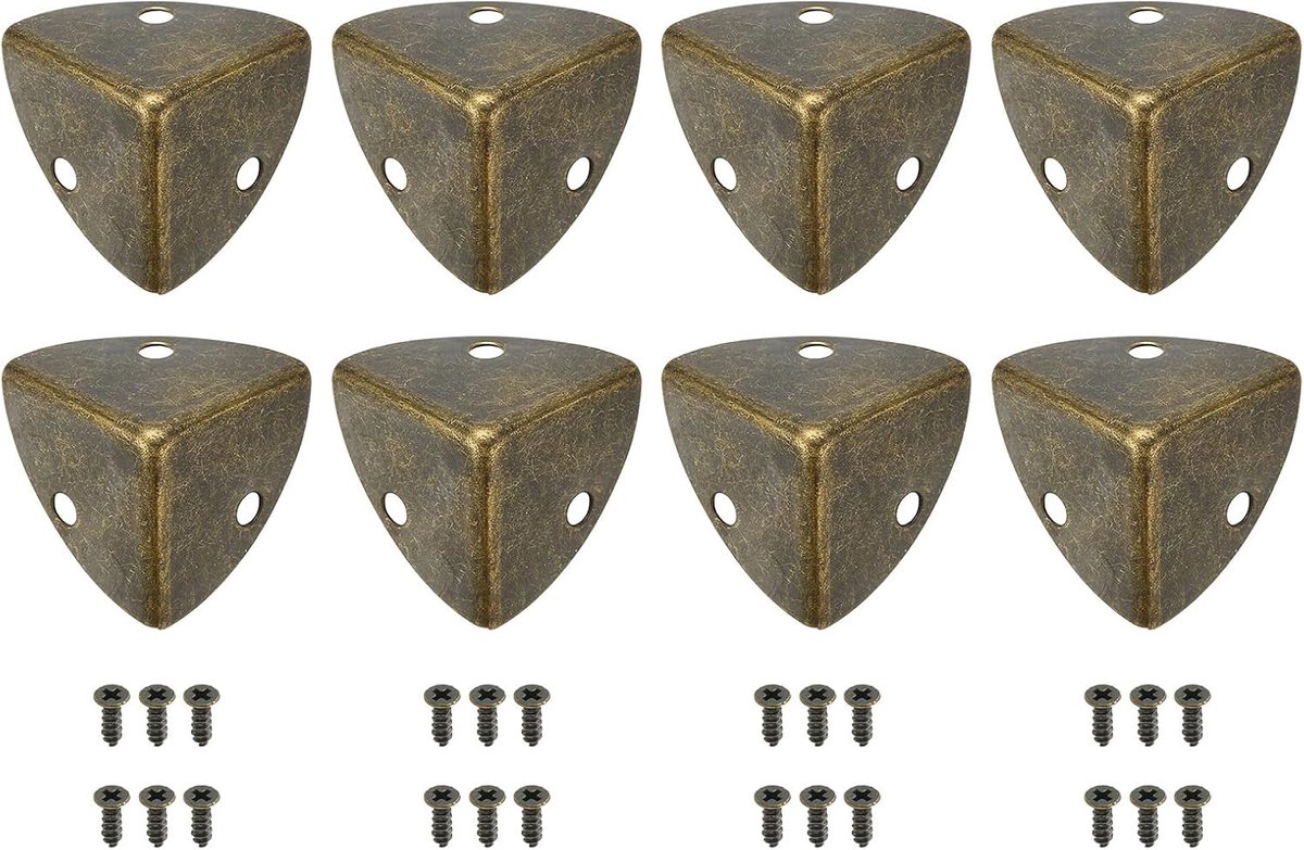 SnelShoppen - 8 Stuks Vintage Metalen Hoekbeschermers 23mm Decoratieve Hoekbescherming voor Meubels, Sieradenboxen, Houten Kisten, Bronzen Afwerking,