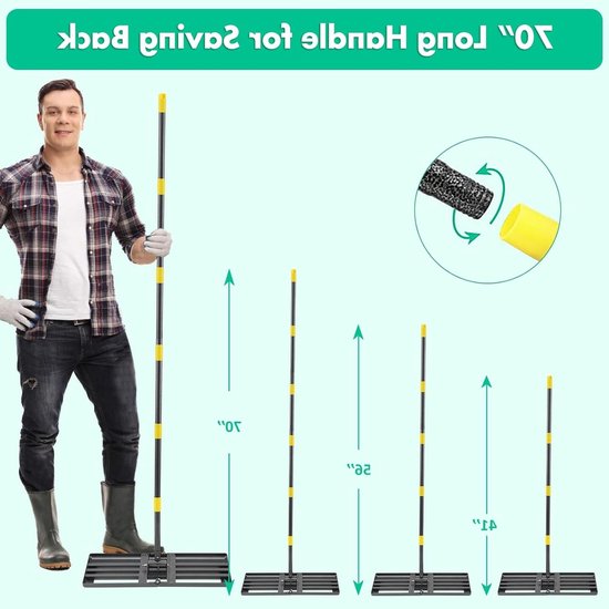 Grondige Gras Hark voor Efficiënte Tuinverzorging, 157 cm, Metaal, Ideaal voor Egaliseren en Aanleggen van Perfecte Grasvelden, RVS Tuingereedschap — afbeelding 3