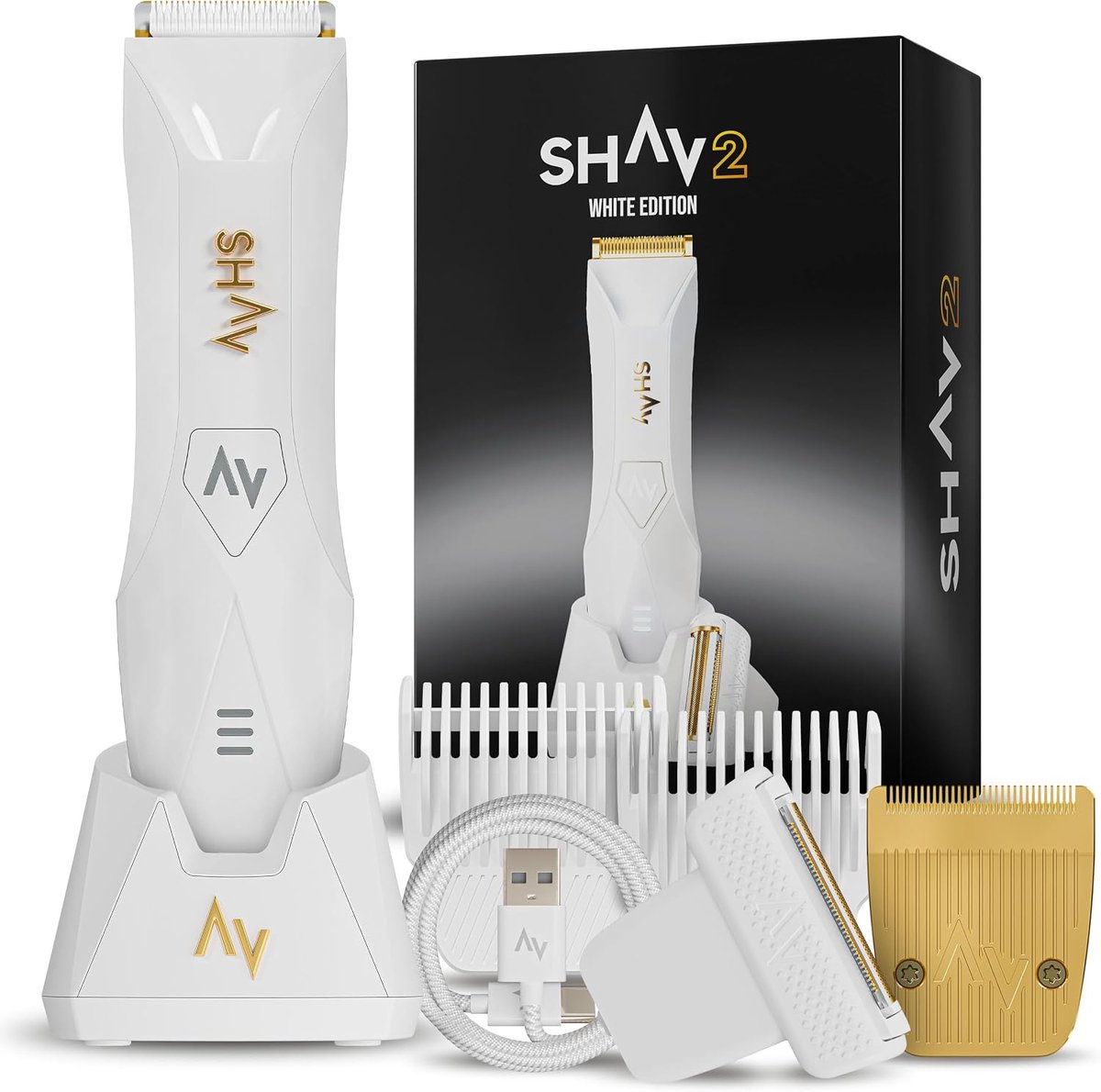 SnelShoppen - Intimate Shaver Man, 2-in-1 Body Groomer, Waterproof Hair Clipper voor Mannen, Skin-Friendly Shaver voor Intieme Zones, LED, USB-C, Wit