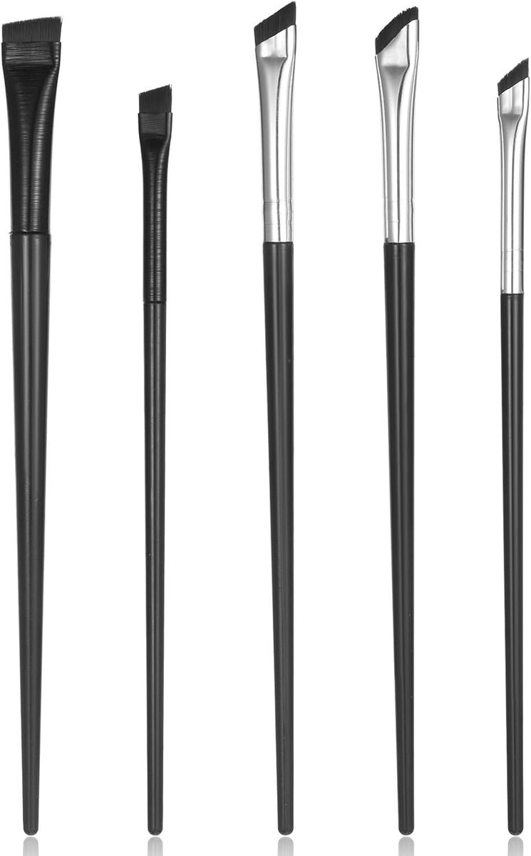 SnelShoppen - 5 Pcs Eyebrow Brushes Eyeliner Brush Makeup Set - Fijne Oogschaduw Penselen, Beveeld, Voor Nauwkeurige Eyeliner en Concealer, Perfect vo