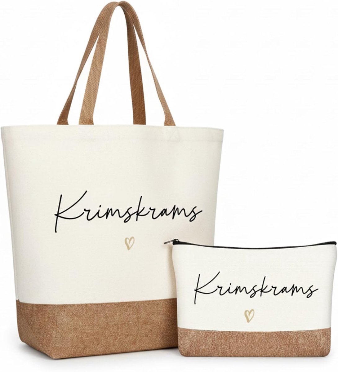 SnelShoppen - Toilettas en Handtas Set voor Vrouwen - Kleine Make-up Tas met Lettering - Perfecte Cadeau voor Verjaardag, Moederdag, Kerst - Stijlvoll