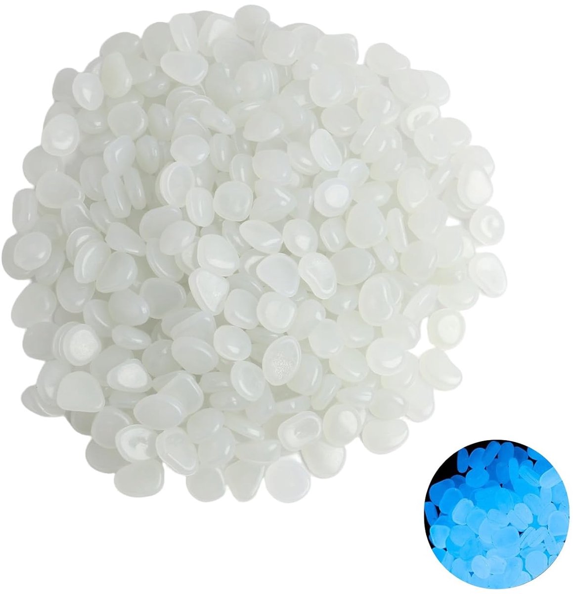 SnelShoppen - 300 Stuks Fluorescerende Lichten Stones, Witte Luminous Pebbles voor Tuin, Aquarium, Paden, Plantenpotten, Sfeervolle Verlichting, Milie