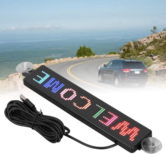 SnelShoppen - Car Led Sign, Programmeerbaar Kleurenschema, USB Aansluiting, Bluetooth App Control, LED Display voor Auto, 12x72 cm, Ideaal voor Winkel — afbeelding 4