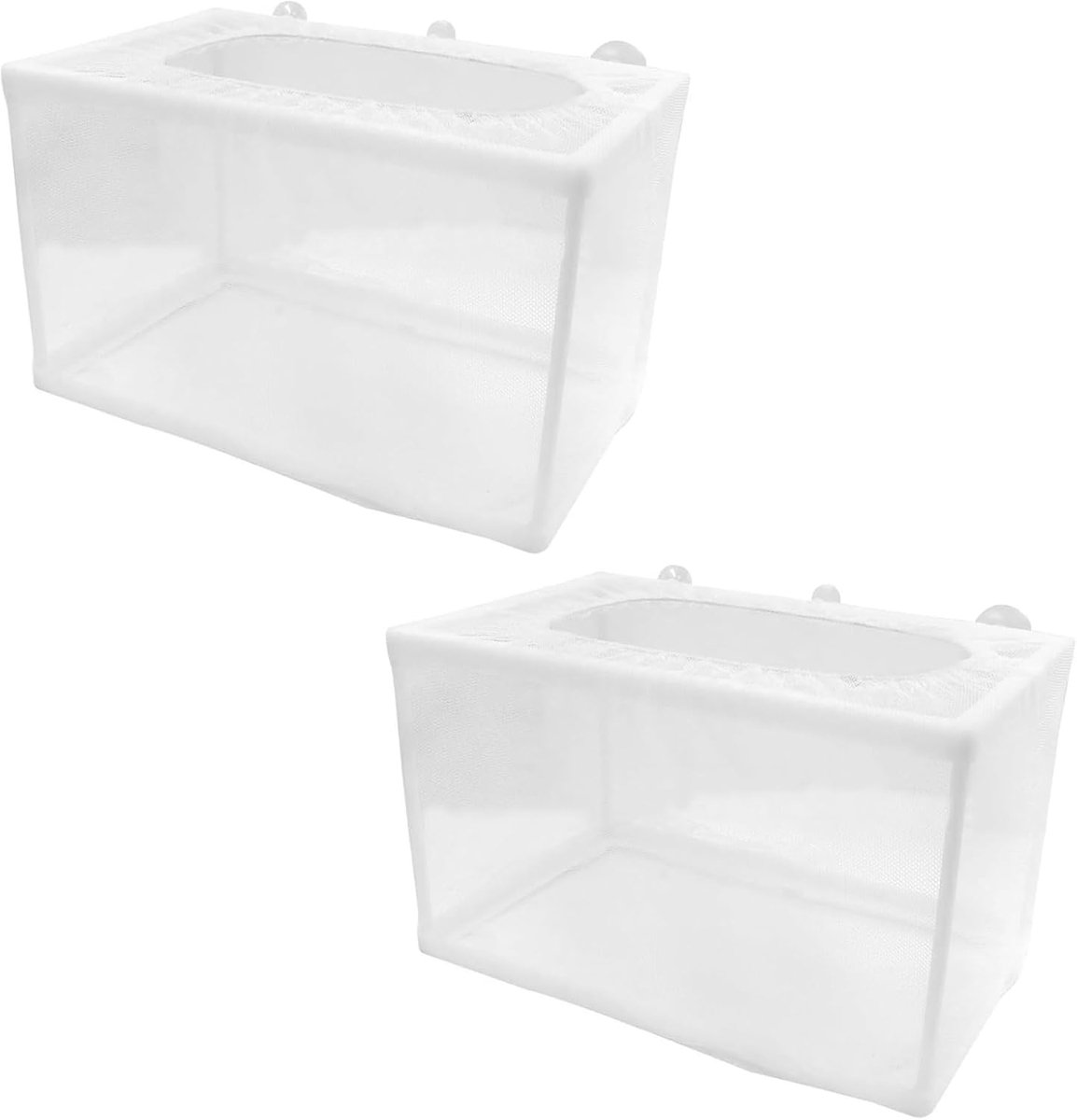 SnelShoppen - 2 x Vis Isolatienet 26x15x15 cm Scheidingsnet voor Aquarium Kweekcontainers met 6 Zuignappen voor Het Uitbroeden van Visjes en Beschermi